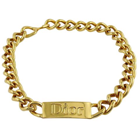 dior tag necklace gold|christian Dior chunky necklace.